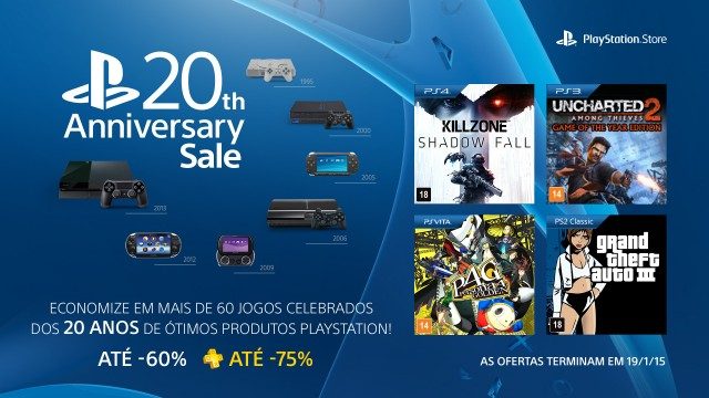 PlayStation Anniversary Sale: mais de 60 jogos com desconto nos 20 anos de PlayStation