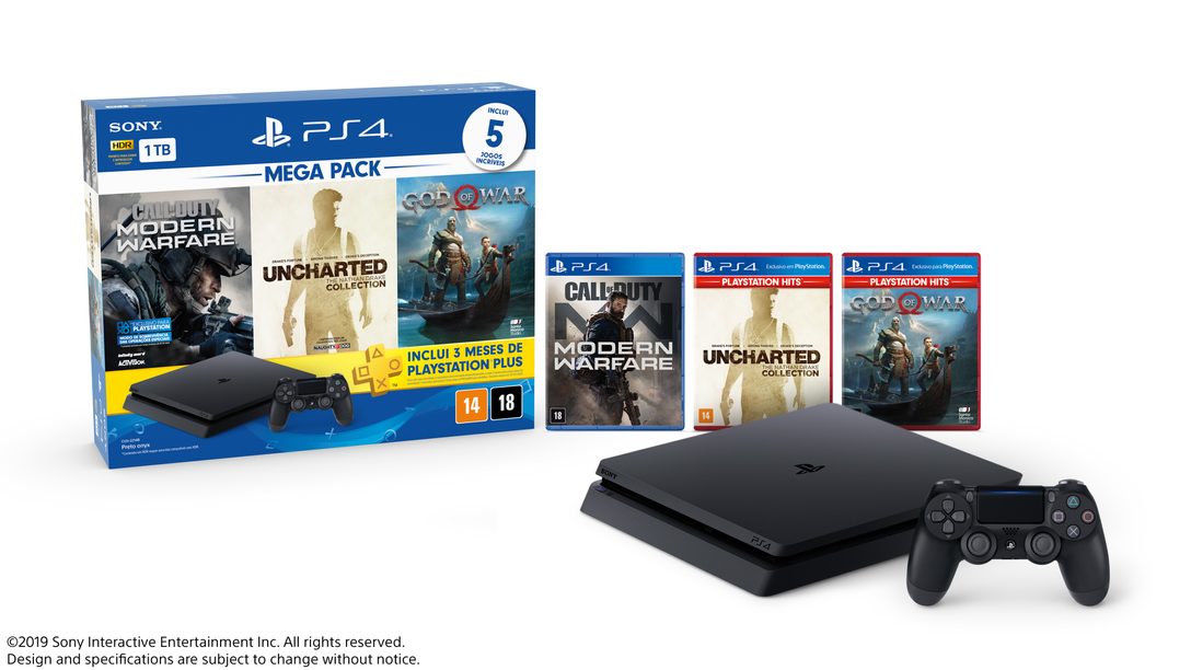 Apresentando Um Novo Mega Pack PlayStation 4 com Call of Duty: Modern Warfare, God of War e Uncharted Collection