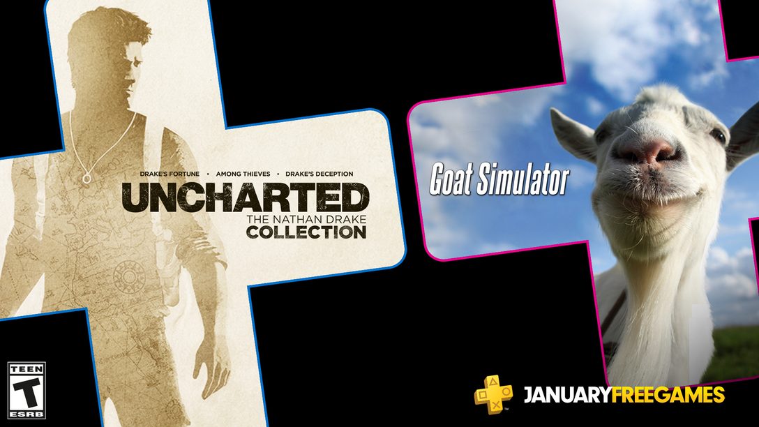 Jogos PS Plus de Janeiro: Uncharted: The Nathan Drake Collection e Goat Simulator