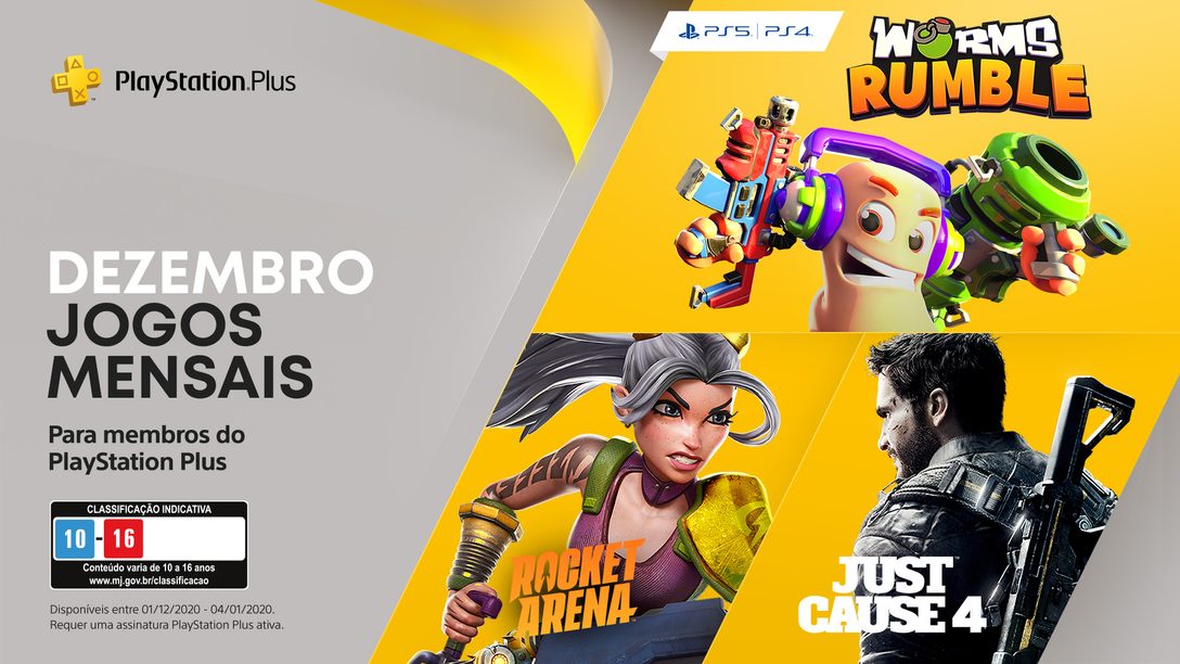 Worms Rumble, Just Cause 4 e Rocket Arena são os seus jogos PlayStation Plus de dezembro