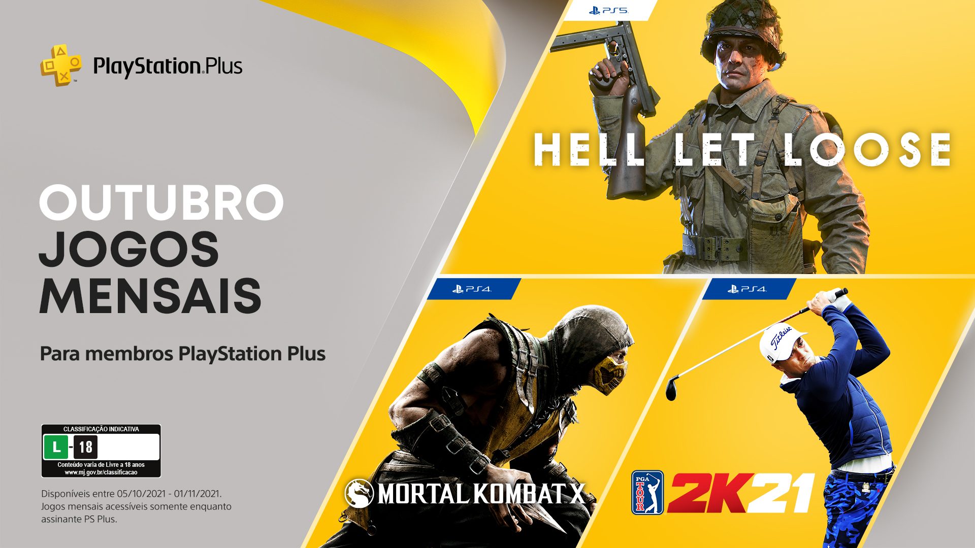 PS Plus de outubro tem Hell Let Loose, Mortal Kombat X e PGA Tour 2K21