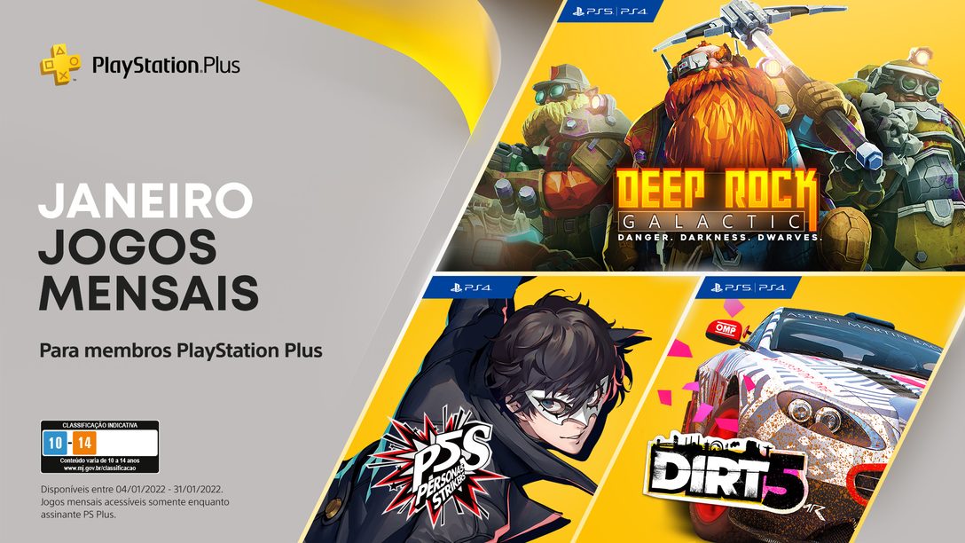 Jogos mensais PlayStation Plus de janeiro: Persona 5 Strikers, Dirt 5 e  Deep Rock Galactic – PlayStation.Blog BR