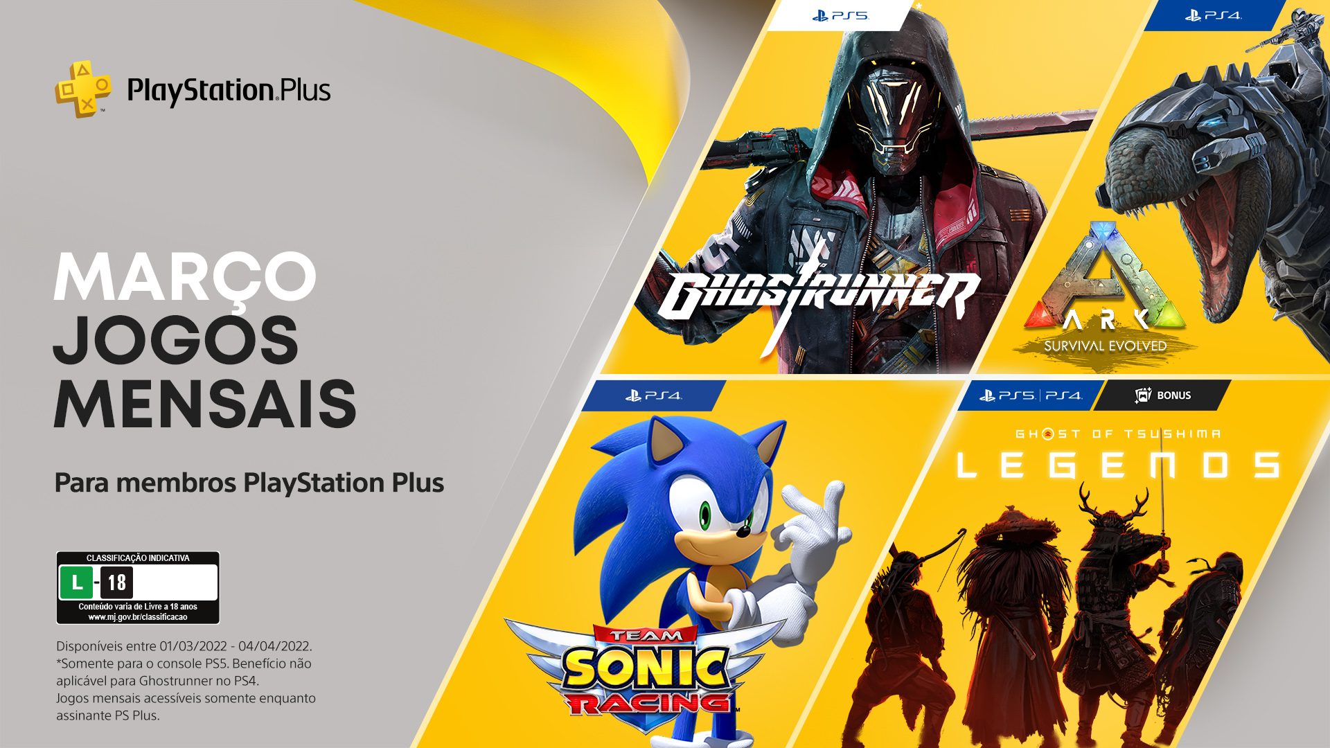 Jogos PlayStation Plus para março: Ark: Survival Evolved, Team Sonic  Racing, Ghostrunner – PlayStation.Blog BR