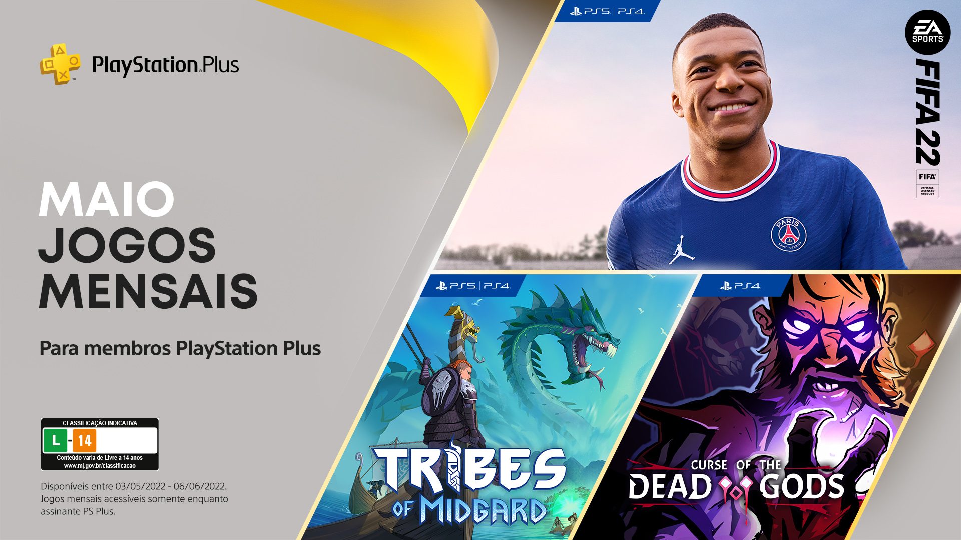 FIFA 22 e Tribes of Midgard são os jogos grátis da PS Plus de maio
