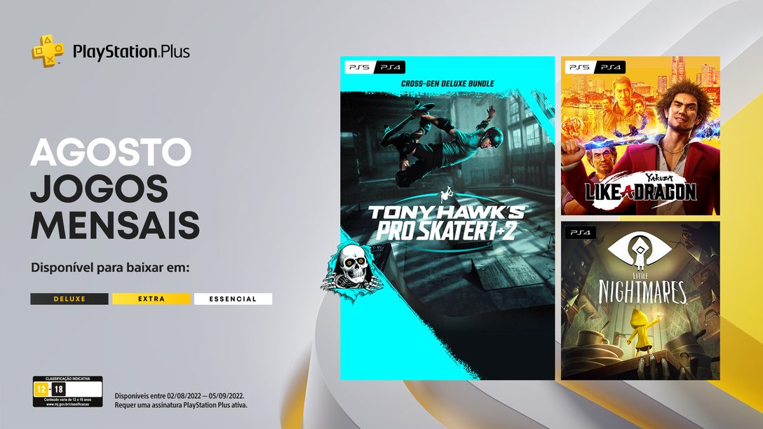 Jogos mensais para assinantes PlayStation Plus de agosto: Yakuza: Like A Dragon, Tony Hawk’s Pro Skater 1+2, Little Nightmares