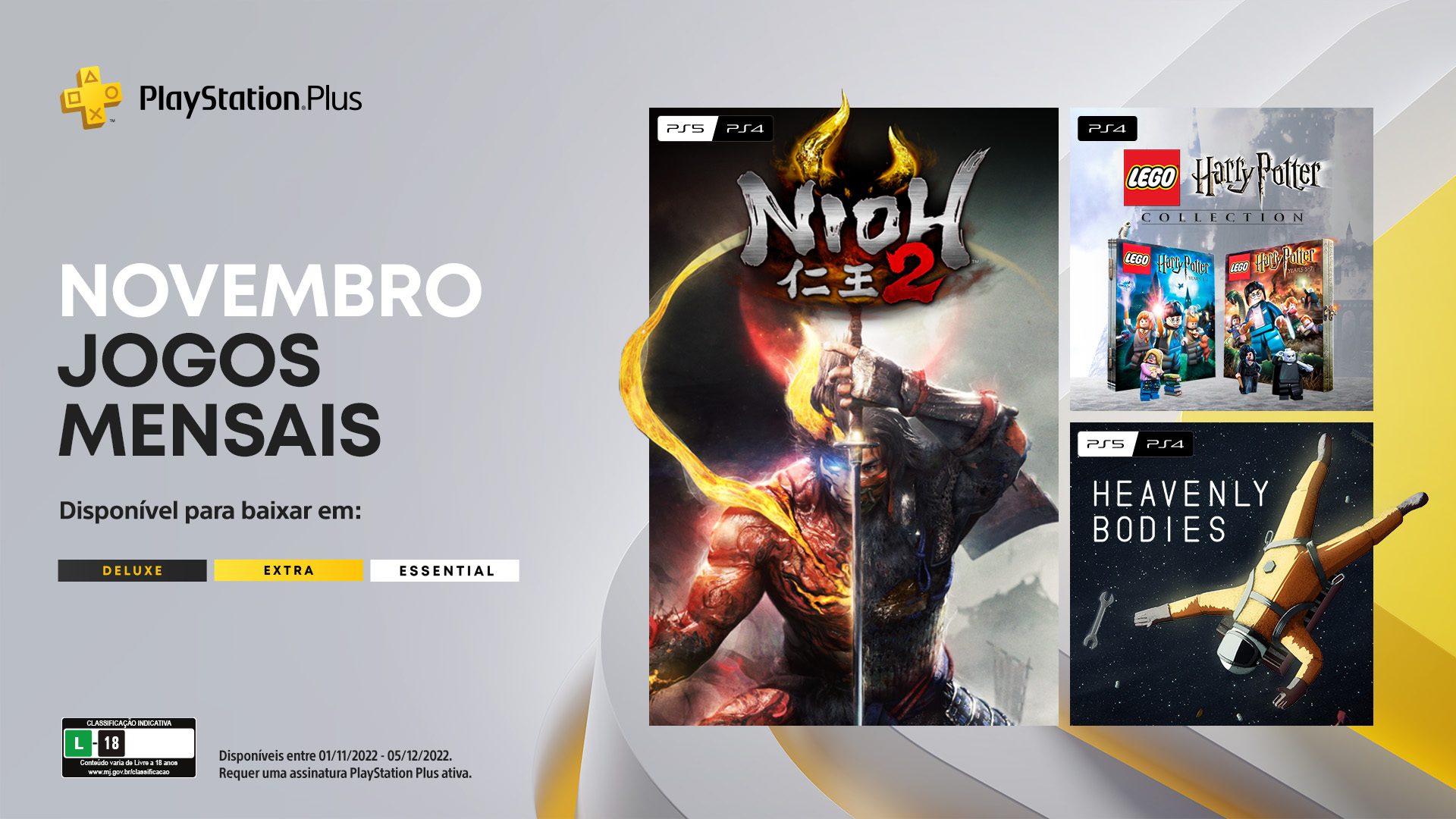 Jogos mensais PlayStation Plus de novembro: Nioh 2, Lego Harry