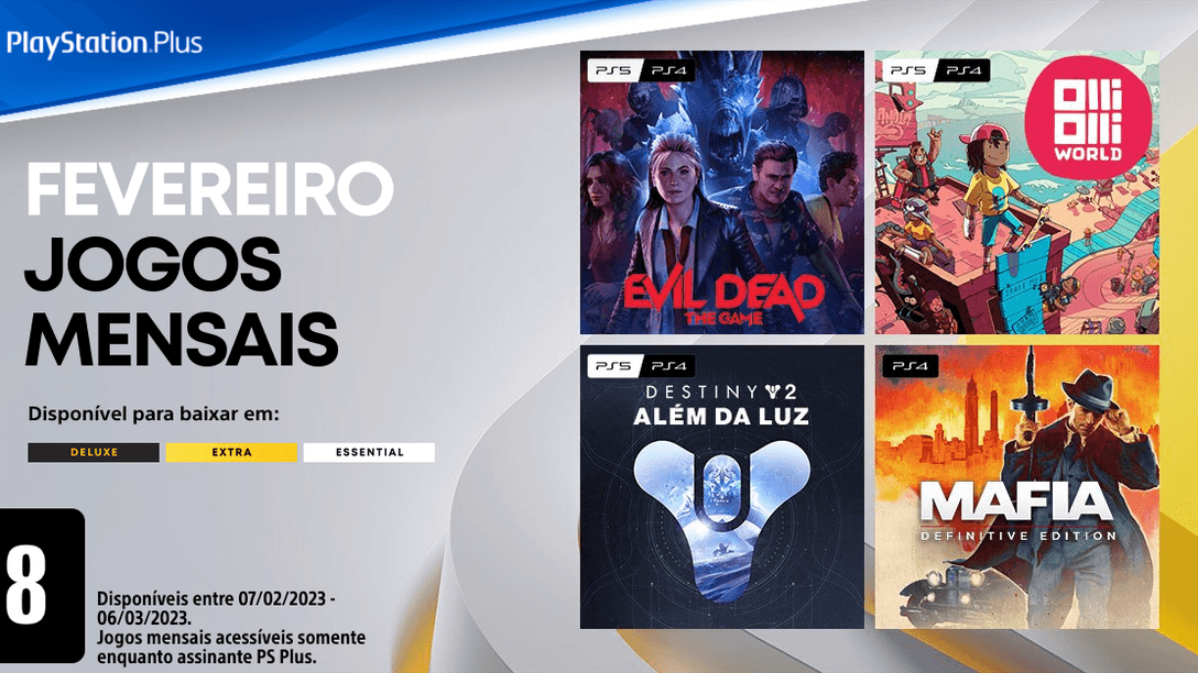 Jogos mensais de fevereiro para assinantes PlayStation Plus: Evil Dead: The  Game, OlliOlli World, Mafia: Definitive Edition, Destiny 2: Além da Luz –  PlayStation.Blog BR