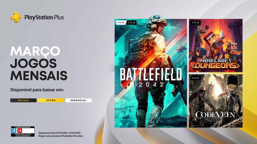 Jogos mensais PlayStation Plus para março: Battlefield 2042, Minecraft  Dungeons, Code Vein – PlayStation.Blog BR