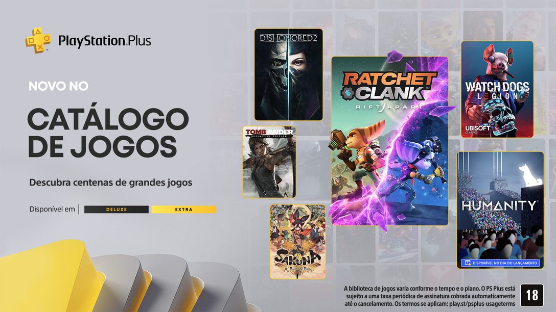 Adições ao Catálogo de Jogos PlayStation Plus para o mês de maio: Ratchet & Clank: Em Uma Outra Dimensão, Humanity, Watch Dogs: Legion