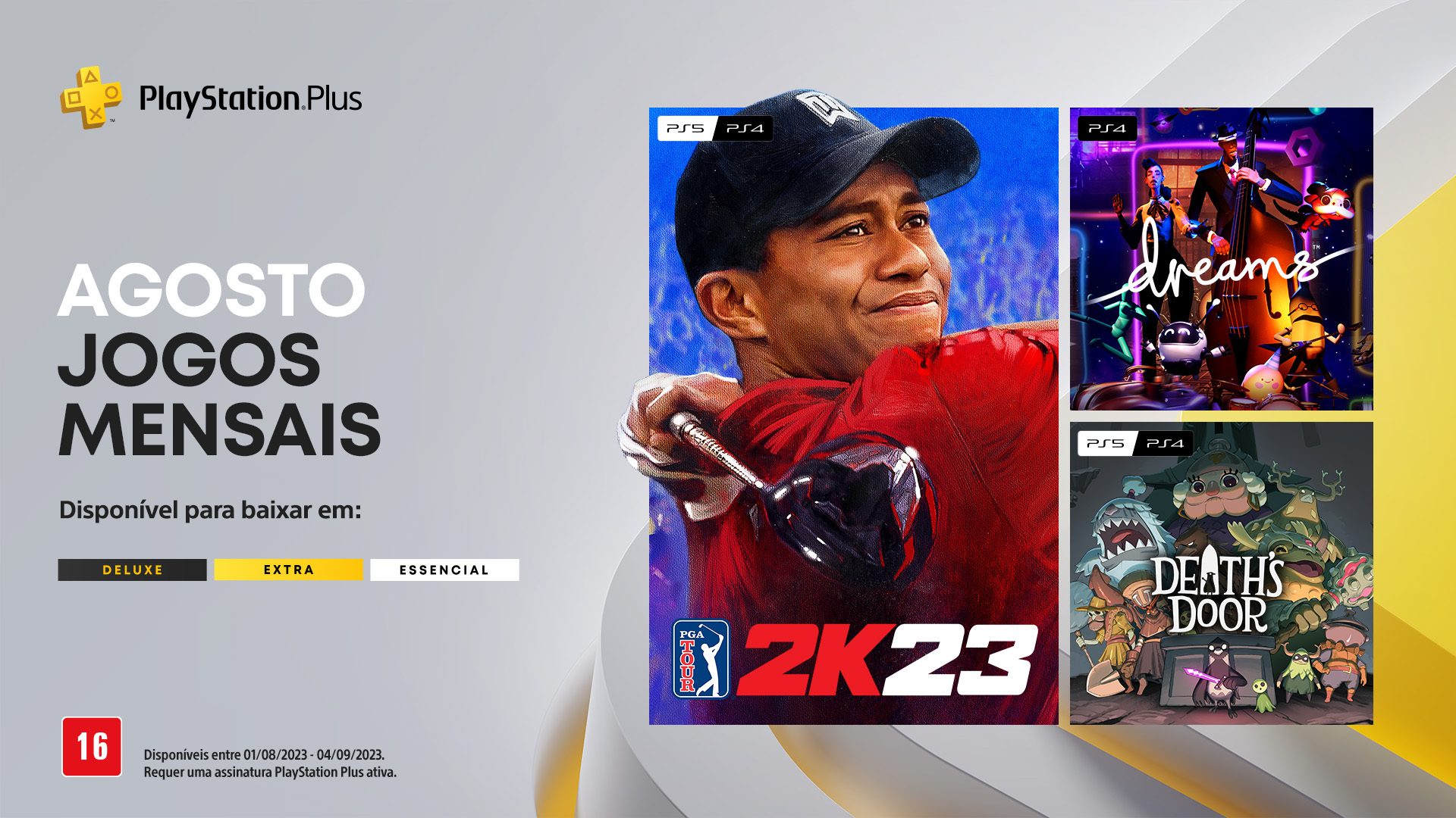 Jogos mensais de agosto para membros PlayStation Plus: PGA Tour 2K23,  Dreams, Death's Door – PlayStation.Blog BR