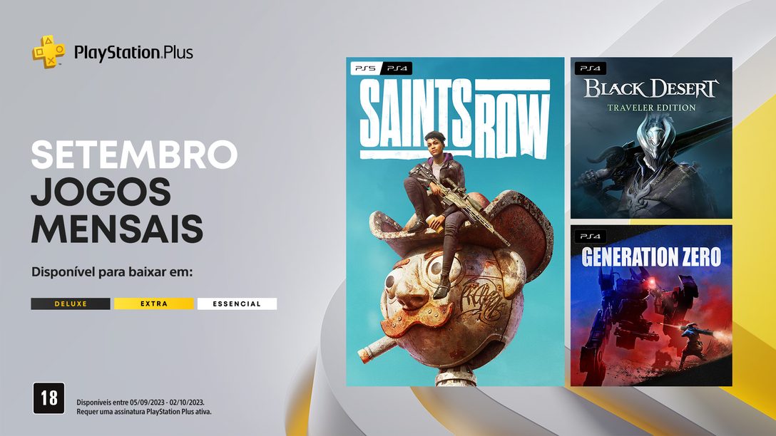 Jogos mensais de setembro para membros PlayStation Plus: Saints Row, Black Desert – Traveler Edition, Generation Zero