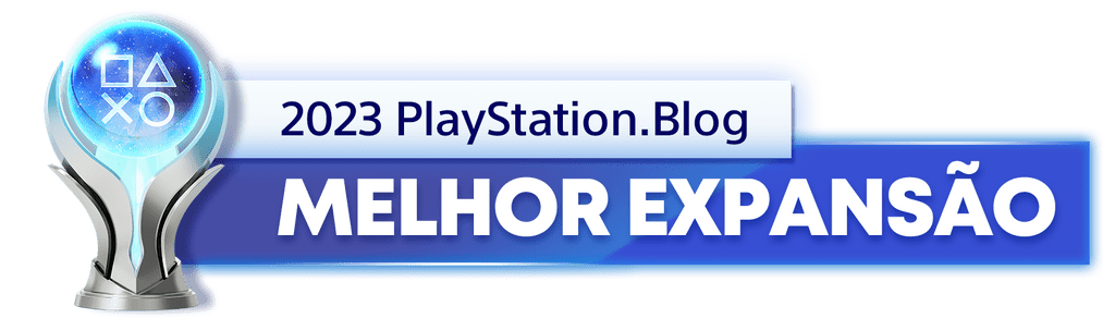 Troféu de Platina para o vencedor da categoria Melhor Expansão de 2023 do PlayStation Blog 