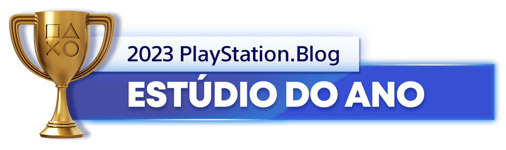 Troféu de Ouro para o vencedor da categoria Estúdio do Ano de 2023 do PlayStation Blog