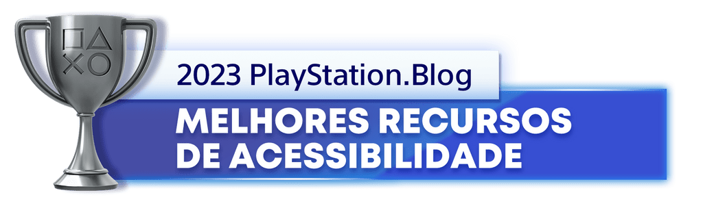Troféu de Prata para o vencedor da categoria Melhores Recursos de Acessibilidade de 2023 do PlayStation Blog