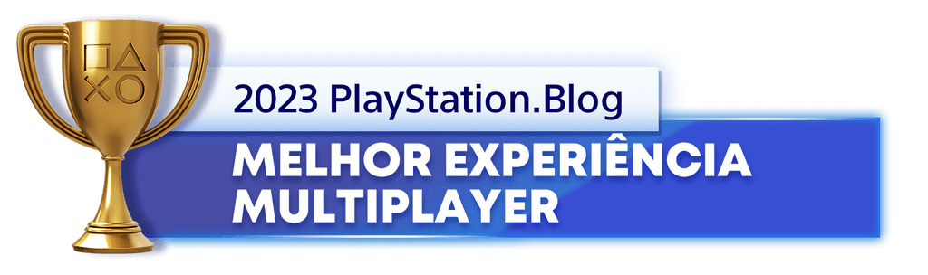 Troféu de Ouro para o vencedor da categoria Melhor Experiência Multijogador de 2023 do PlayStation Blog