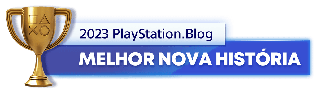 Troféu de Ouro para o vencedor da categoria Melhor Nova História de 2023 do Blog PlayStation