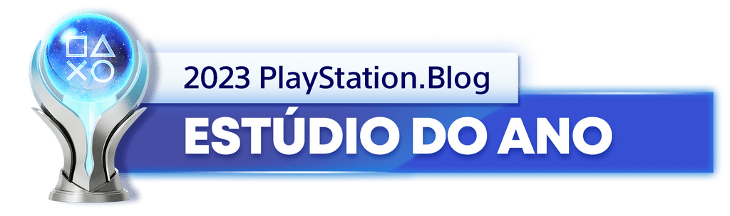 Troféu de Platina para o vencedor da categoria Estúdio do Ano de 2023 do PlayStation Blog