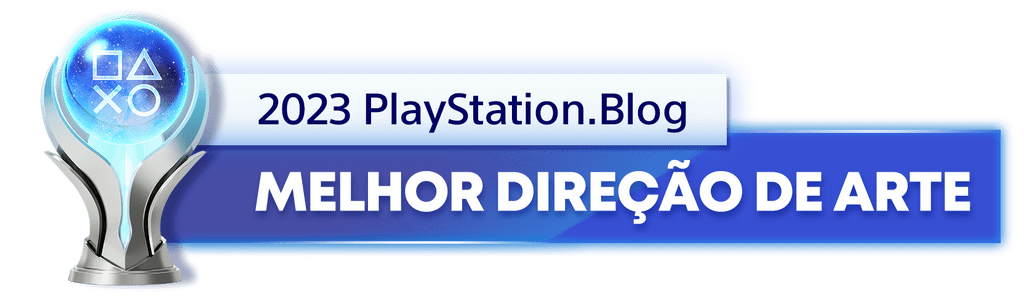 Troféu de Platina para o vencedor da categoria Melhor Direção de Arte de 2023 do PlayStation Blog