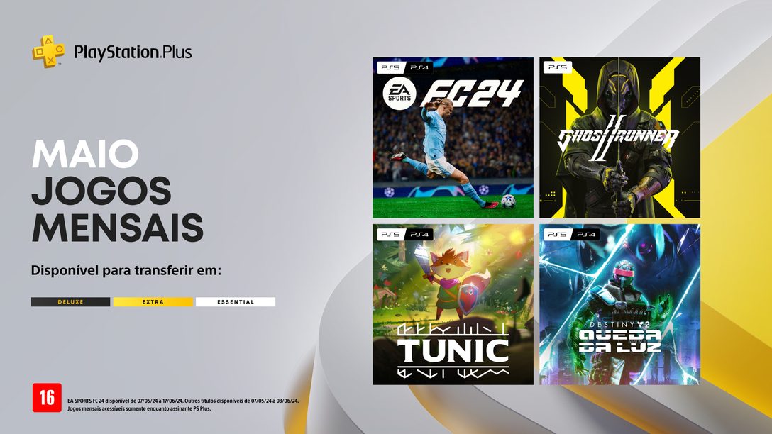 Jogos mensais PlayStation Plus de maio: EA Sports FC 24, Ghostrunner 2, Tunic, Destiny 2: Lightfall