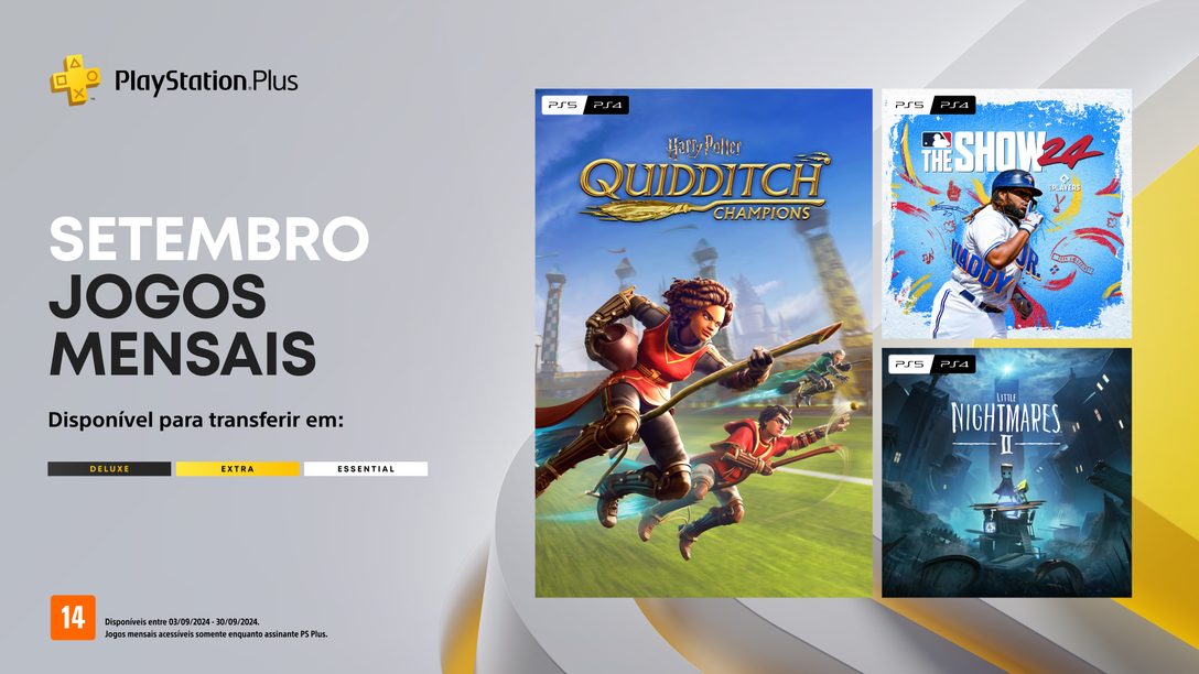 Jogos mensais de setembro para membros PlayStation Plus: Quidditch Champions, MLB The Show 24, Little Nightmares II