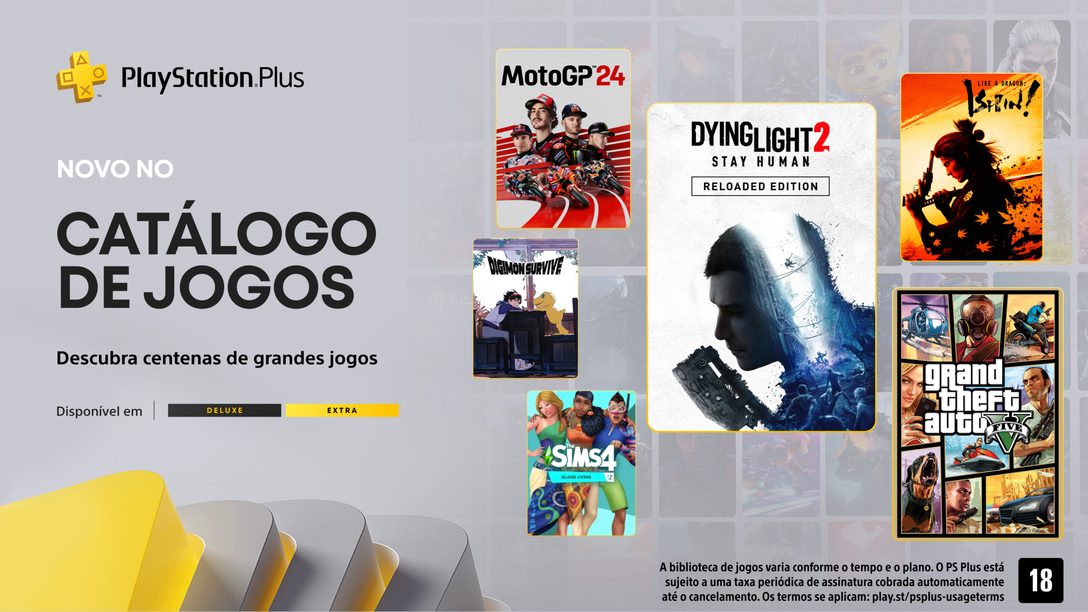 Novidades do Catálogo de Jogos PlayStation Plus de novembro: Grand Theft Auto V, Dying Light 2: Stay Human, Like a Dragon: Ishin! e muito mais.