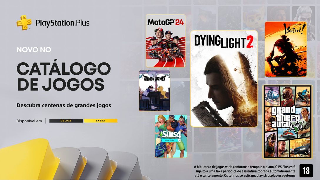 Novidades do Catálogo de Jogos PlayStation Plus de novembro: Grand Theft Auto V, Dying Light 2: Stay Human, Like a Dragon: Ishin! e muito mais.