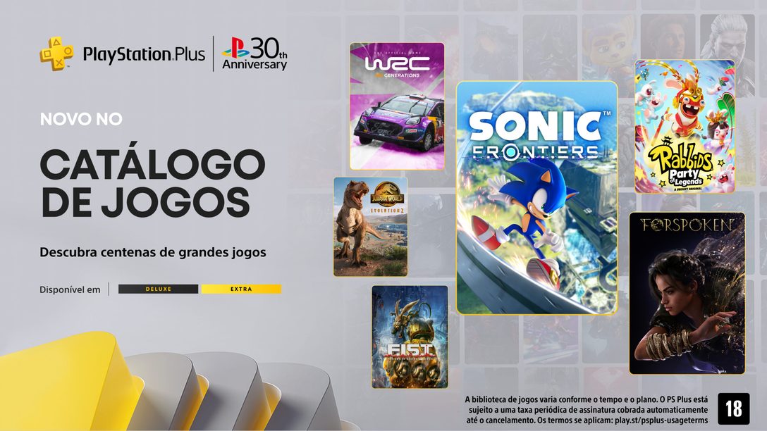 Novos jogos de dezembro para o Catálogo de Jogos PlayStation Plus: Sonic Frontiers, Forspoken, Rabbids: Party of Legends, WRC Generations e muito mais.