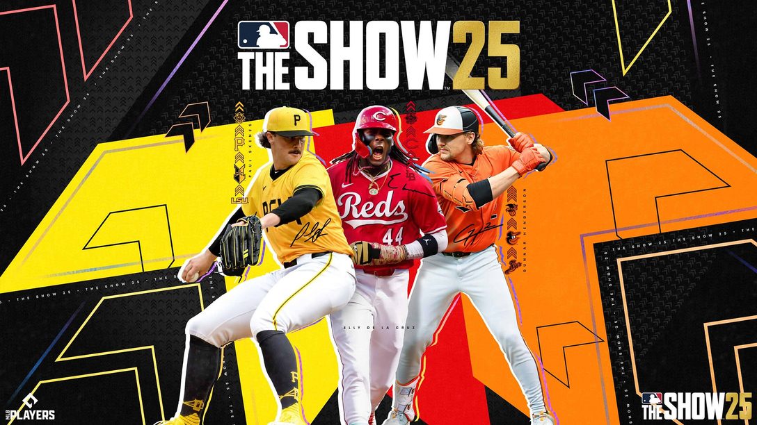 Revelamos os atletas da capa de MLB The Show 25: Paul Skenes, Elly De La Cruz, e Gunnar Henderson