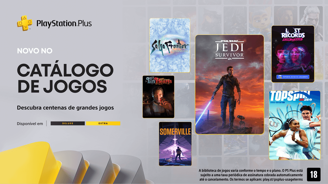 Catálogo de jogos do PlayStation Plus para fevereiro: Star Wars Jedi: Survivor, TopSpin 2K25, Lost Records: Bloom & Rage – Episódio 1 e mais