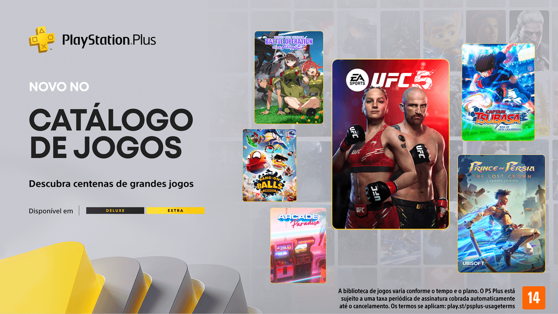 Jogos de março para o Catálogo de Jogos PlayStation Plus: UFC 5, Prince of Persia: The Lost Crown, Captain Tsubasa: Rise of New Champions e mais