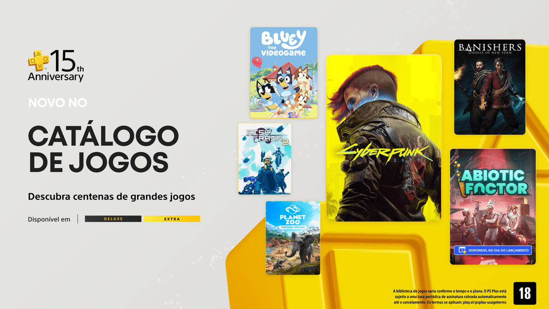 Novidades de julho do Catálogo de Jogos PlayStation Plus: Cyberpunk 2077, Abiotic Factor, Banishers: Ghosts of New Eden e muitos outros