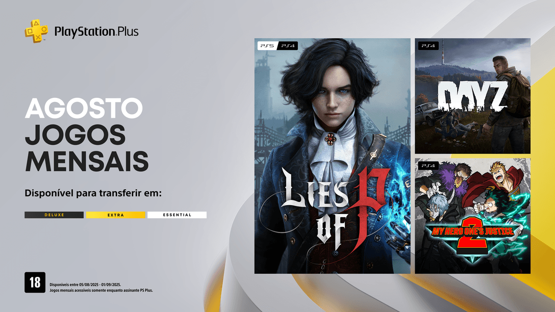 Jogos mensais de agosto para membros PlayStation Plus: Lies of P, Day Z, My Hero One’s Justice 2